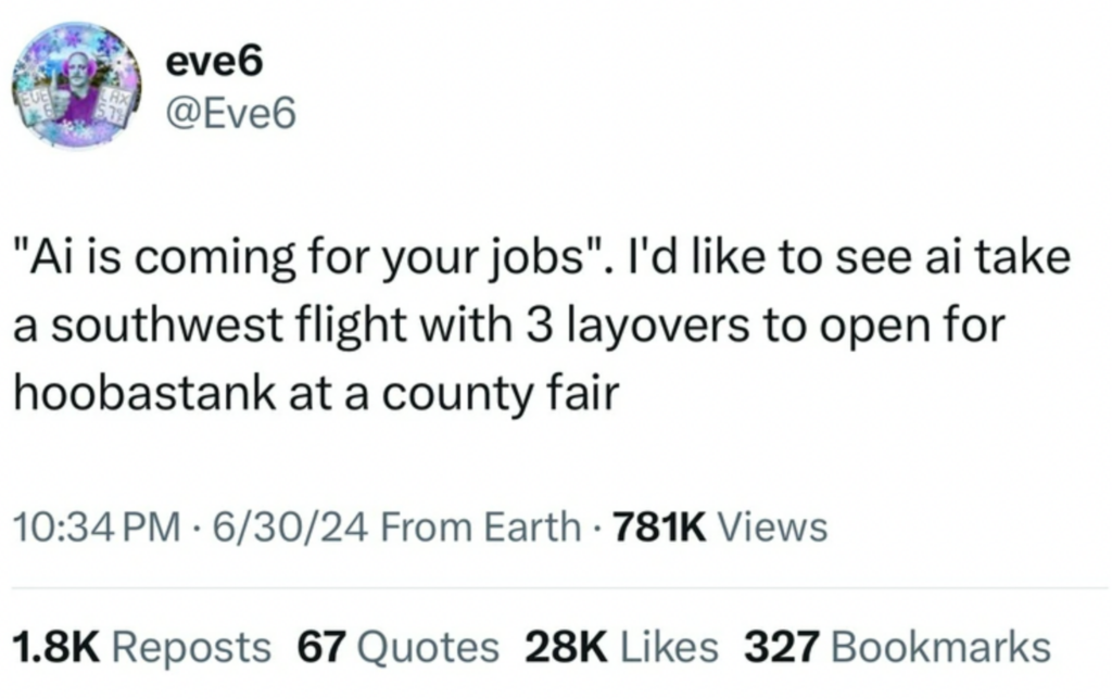 Eve 6 Tweet