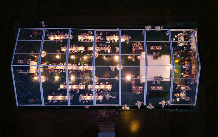 Wedding reception tent with dancefloor