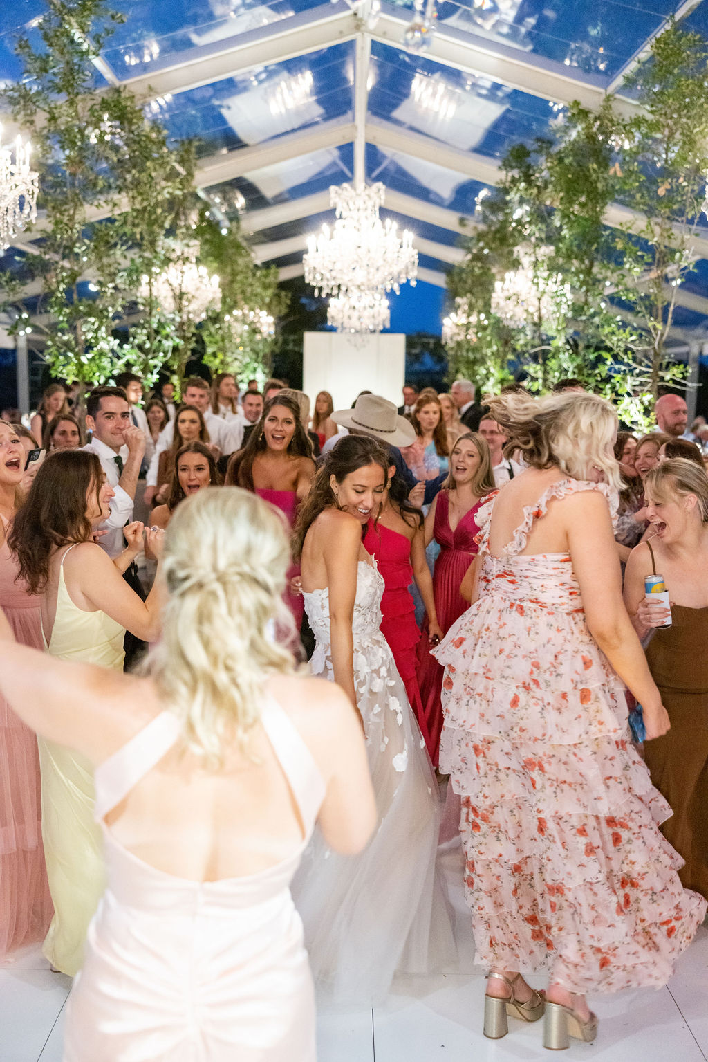 Wedding reception - dancing under a tent at Hermann Park in Houston, TX